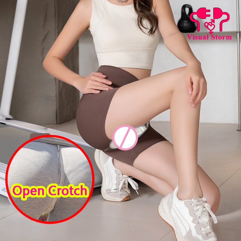 Outdoor Sport Leggings - Mulher calças de virilha aberta com