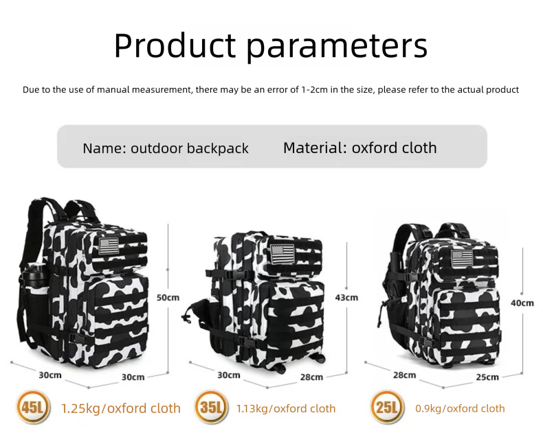 Mochila Tática 45L/35L/25L Mol - Outdoor Sport Backpack avaliação e preço